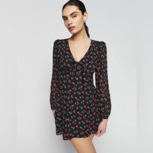 Reformation Black and Red Mini Dress